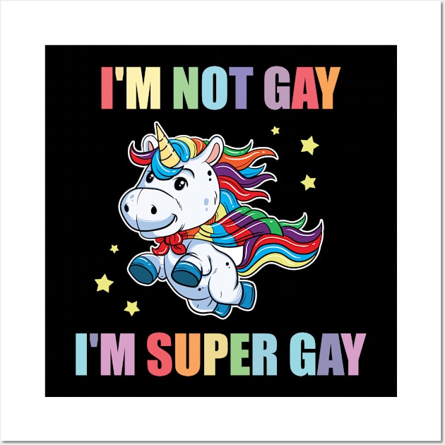 LGBT Funny Rainbow Unicorn Super Gay Lesbian Pride Wall Art by Hasibit